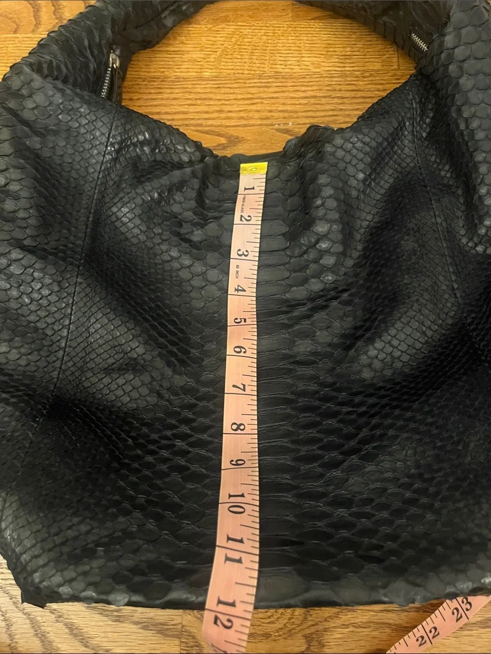 Fille en Aiguilles Genuine Black Python Leather Slouchy Hobo Shoulder Bag